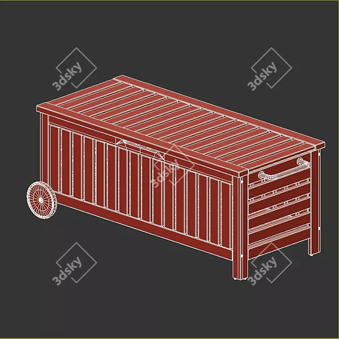 Modern Outdoor Storage Bench - Brown Stained | IKEA ÄPPLARÖ 3D model image 4