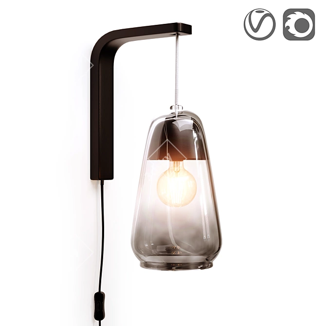 Nasoa Glass and Wood Wall Lamp - Modern Style 3D model image 1