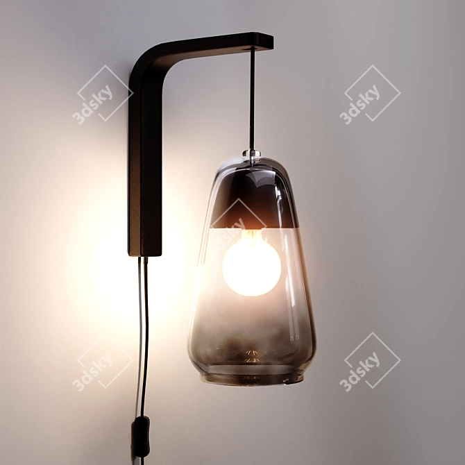 Nasoa Glass and Wood Wall Lamp - Modern Style 3D model image 3