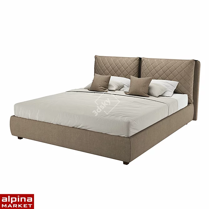 OM Dionisia Double Bed - Ultimate Comfort and Style 3D model image 1