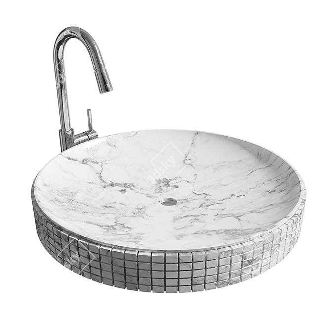 Elegant Stone Italia Cube Sink 3D model image 1