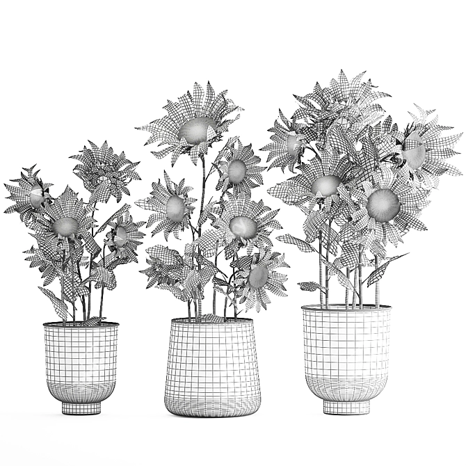 Rustic Metal Plant Collection 3D model image 7