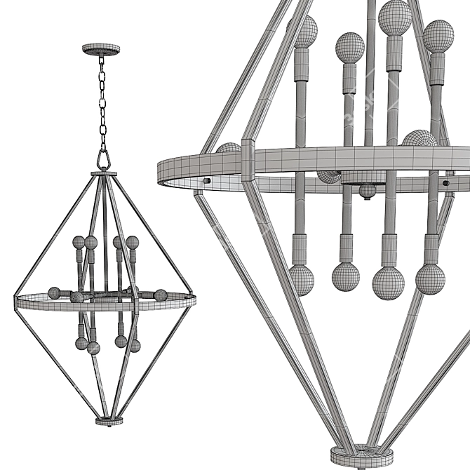 Elegant Tux Foyer Chandelier 3D model image 2