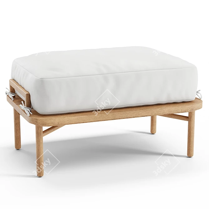 Cozy Solid Oak Ottoman 3D model image 1