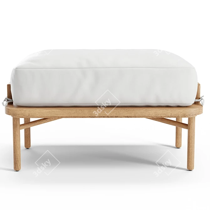 Cozy Solid Oak Ottoman 3D model image 2