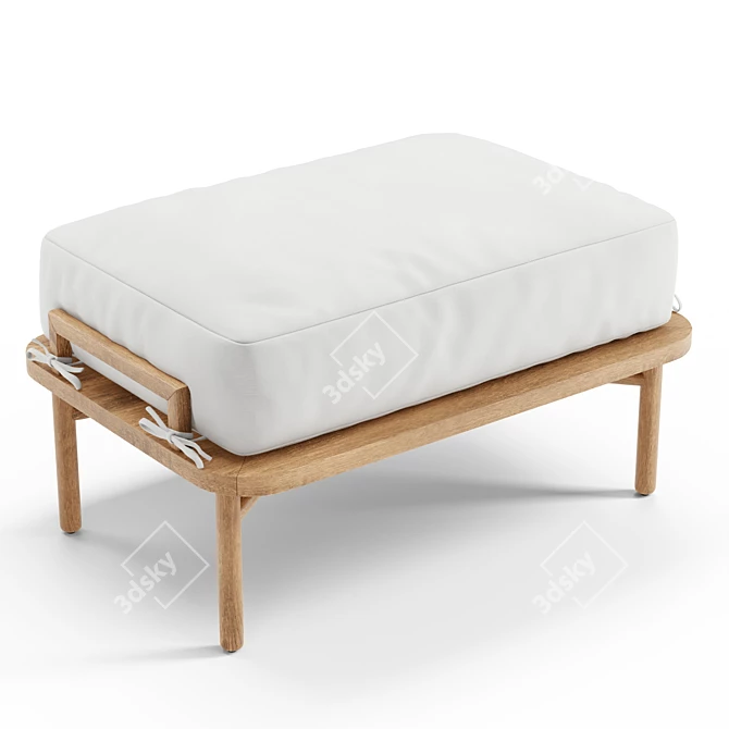 Cozy Solid Oak Ottoman 3D model image 3