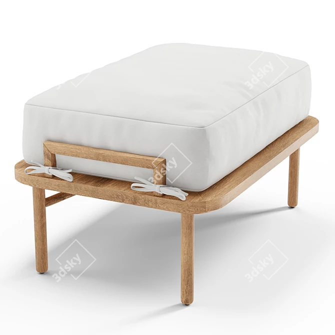 Cozy Solid Oak Ottoman 3D model image 4