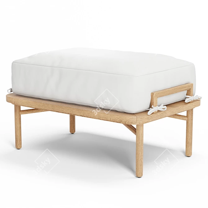 Cozy Solid Oak Ottoman 3D model image 5