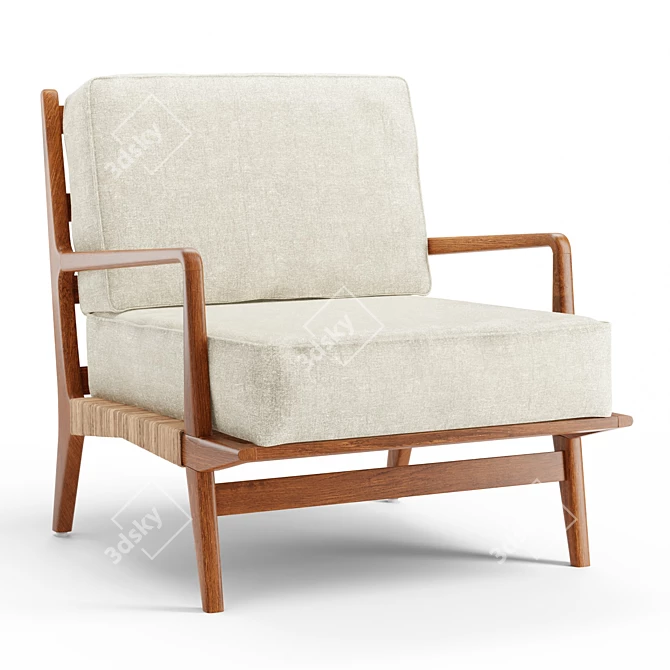 Rattan and Teak Arlo Chair 3D model image 1