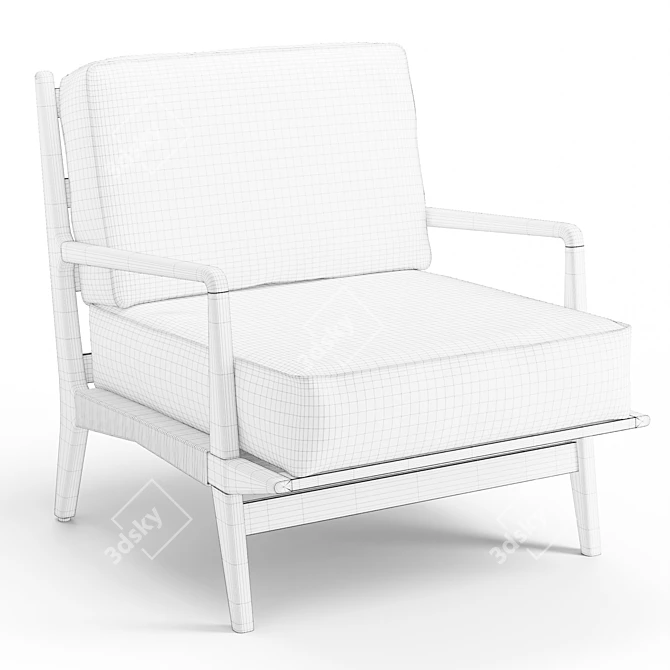 Rattan and Teak Arlo Chair 3D model image 6