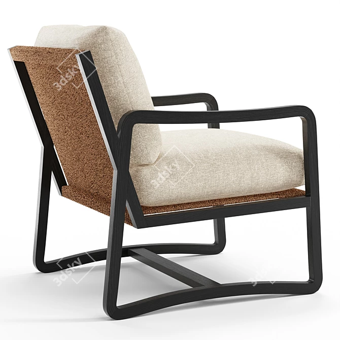 Modern Teak and Rope Chair 3D model image 3