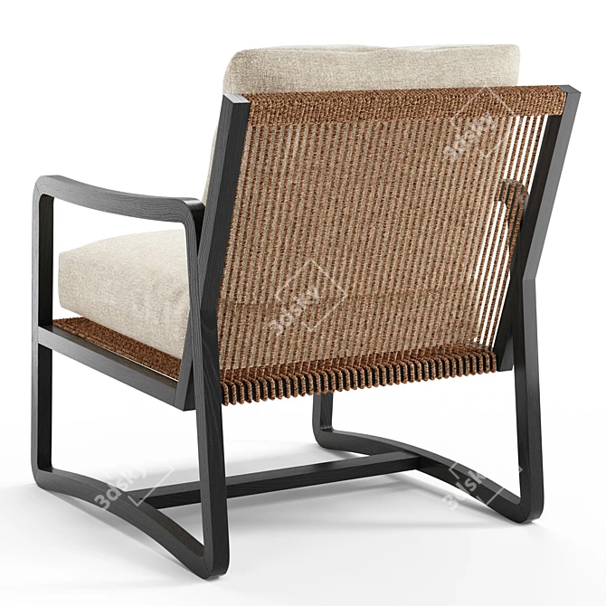 Modern Teak and Rope Chair 3D model image 5