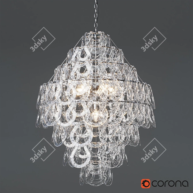 Sorbonne Glass Cascade Chandelier 3D model image 1