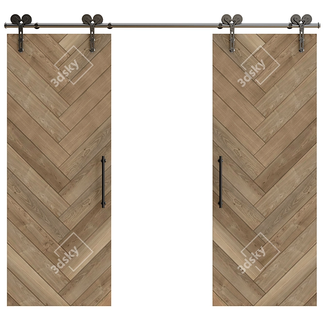 Sleek Sliding Door System 3D model image 7