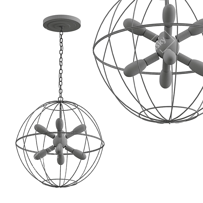 Modern Wire Globe Sputnik Chandelier 3D model image 2