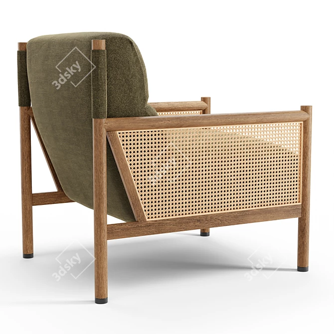 Parisian-inspired Channing Lounge Chair: Chic Comfort in Olive 3D model image 3