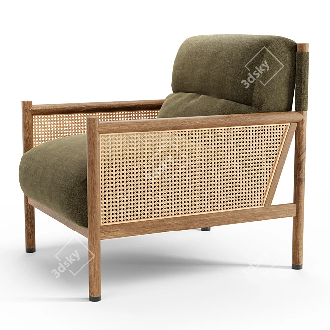 Parisian-inspired Channing Lounge Chair: Chic Comfort in Olive 3D model image 4