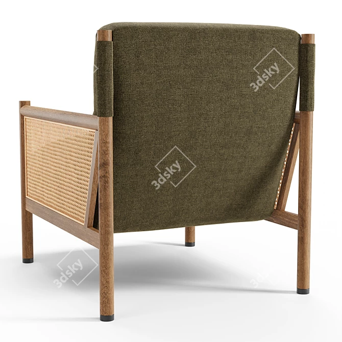 Parisian-inspired Channing Lounge Chair: Chic Comfort in Olive 3D model image 5