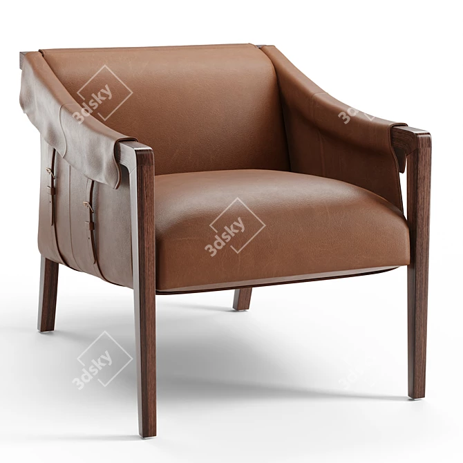 Sleek Taupe Leather Chair 3D model image 1