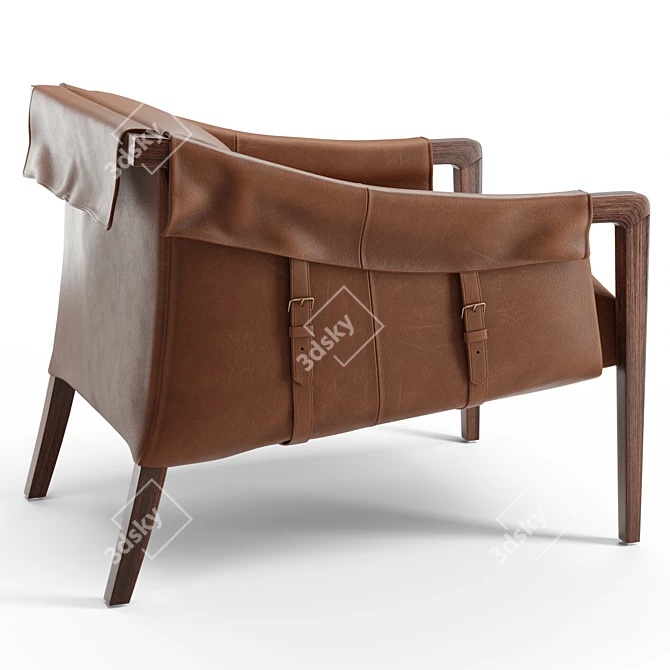 Sleek Taupe Leather Chair 3D model image 2