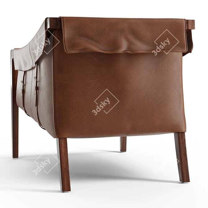 Sleek Taupe Leather Chair 3D model image 4