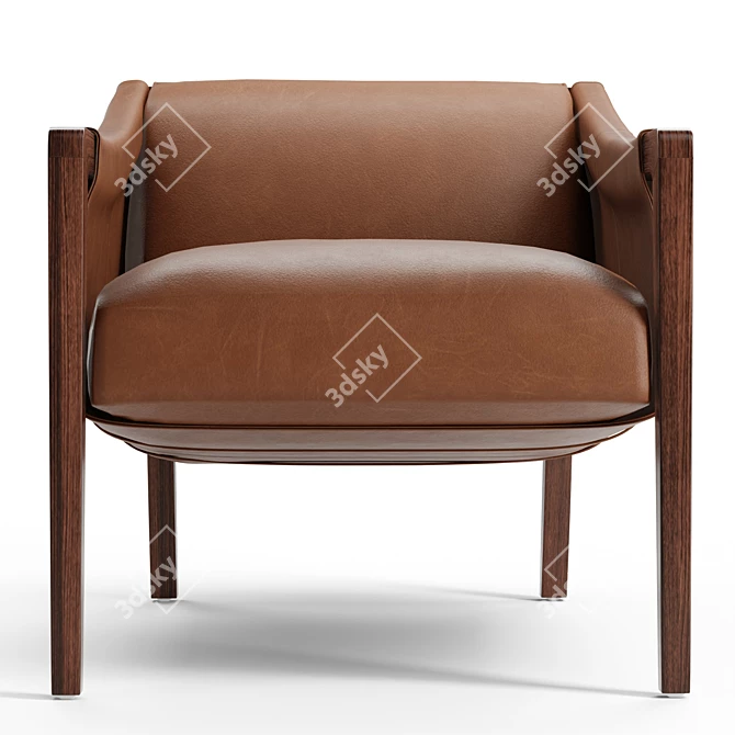 Sleek Taupe Leather Chair 3D model image 5