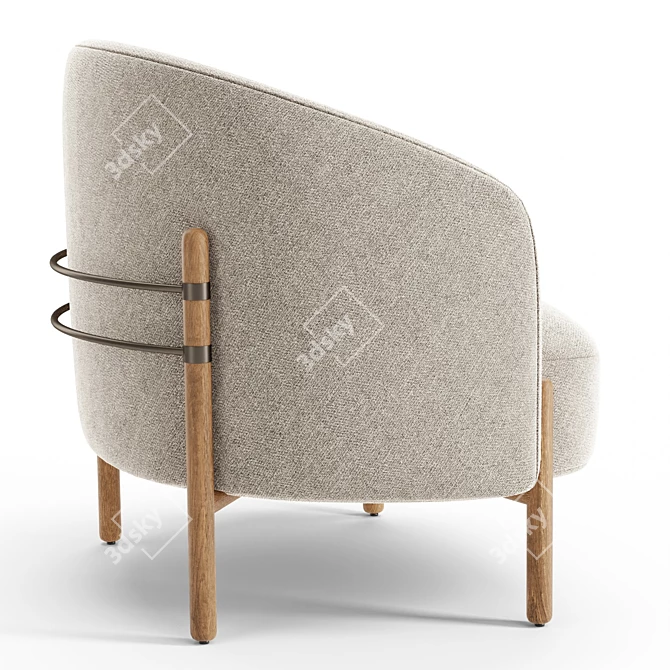 Modern Gray Wingback Lounge Chair 3D model image 3