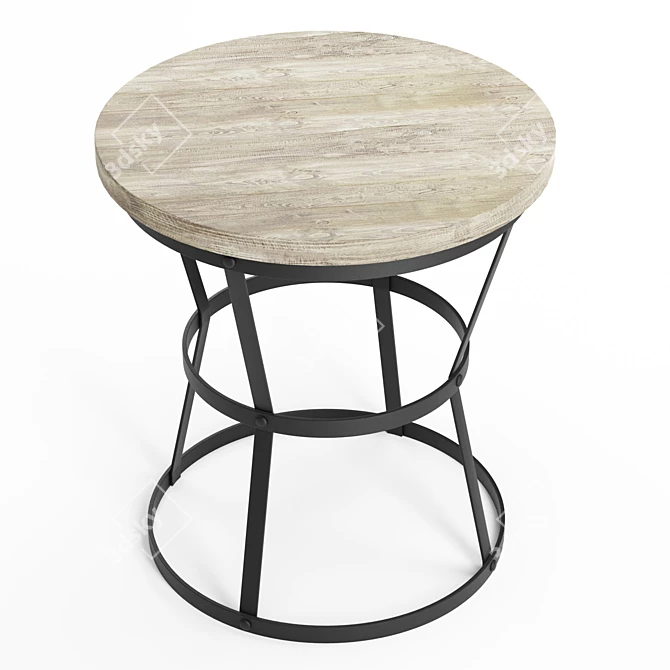 Rustic Reclaimed Wood Side Table 3D model image 2