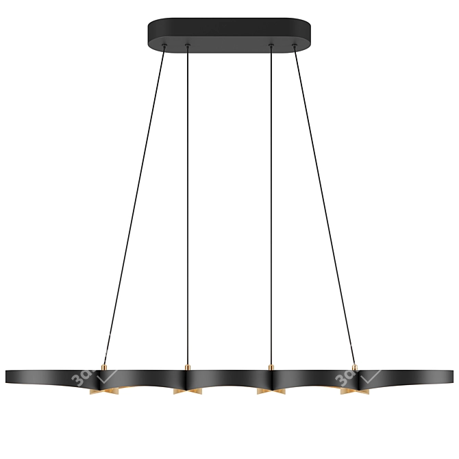 Maestro Pendant Light: Black & Gold 3D model image 3