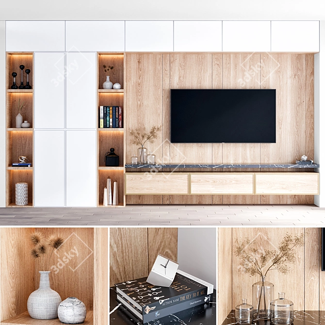 Sleek TV Stand: 500cm L x 40cm W x 300cm H 3D model image 1