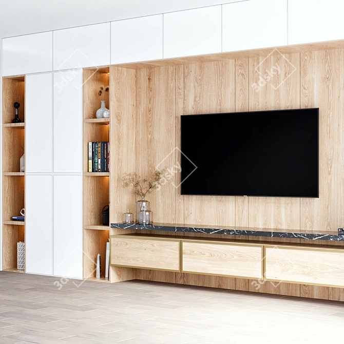 Sleek TV Stand: 500cm L x 40cm W x 300cm H 3D model image 2