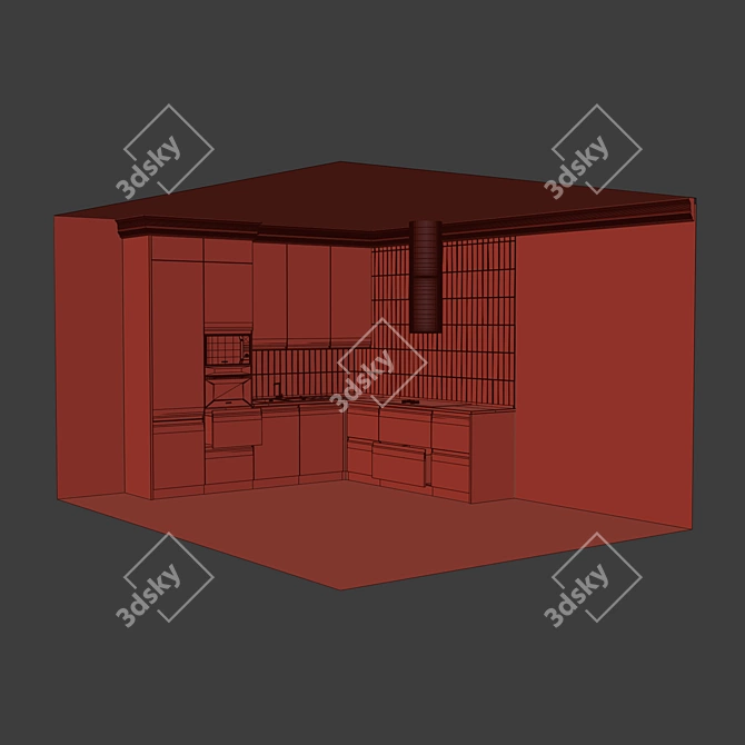 Babooteh Kitchen N02: Stylish Cabinets and Appliances 3D model image 6