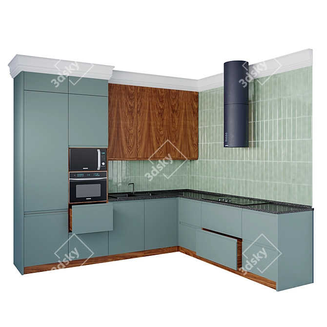 Babooteh Kitchen N02: Stylish Cabinets and Appliances 3D model image 7