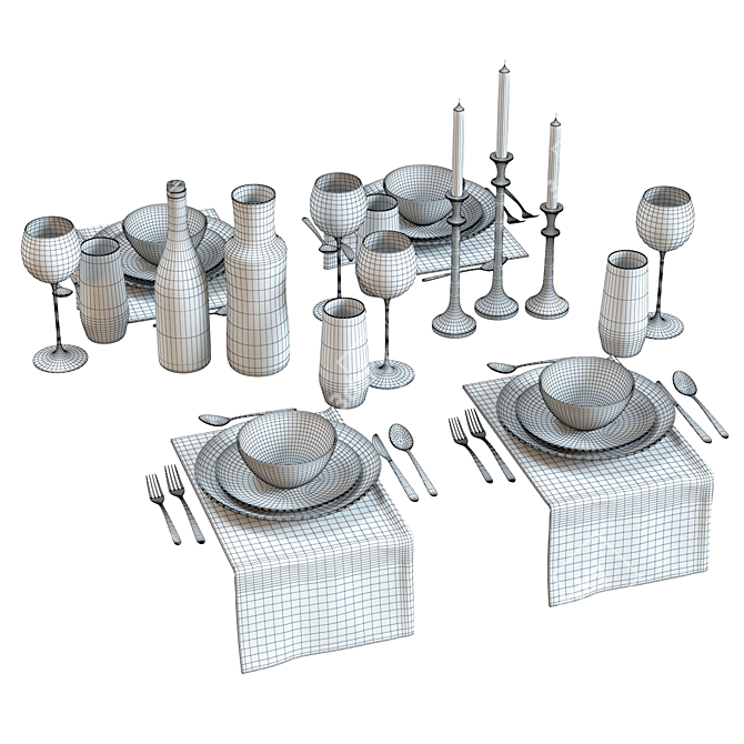 Elegant Addison Tableware Set 3D model image 2