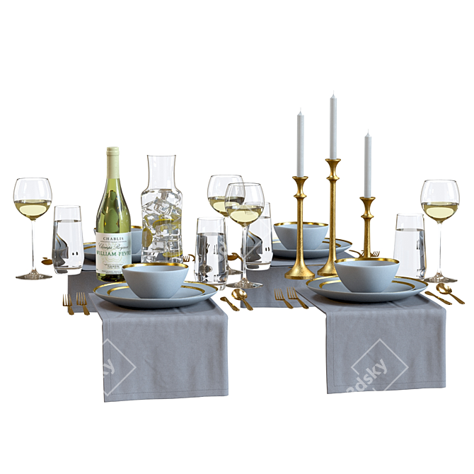 Elegant Addison Tableware Set 3D model image 3