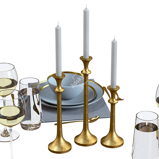 Elegant Addison Tableware Set 3D model image 6