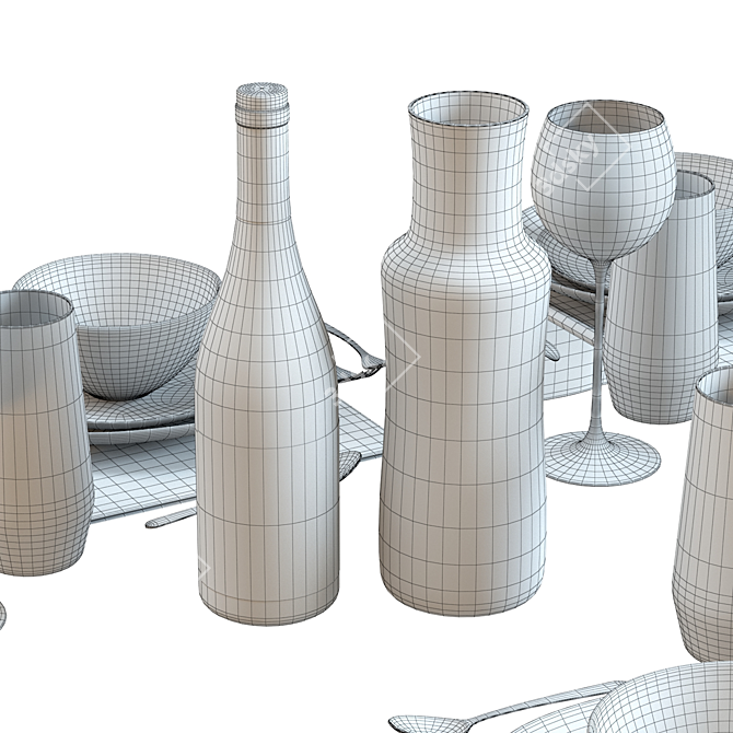 Elegant Addison Tableware Set 3D model image 7