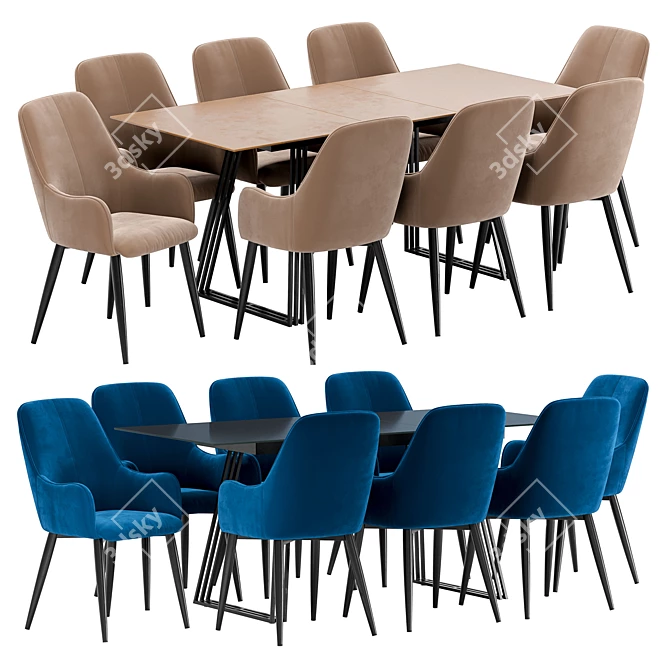 Modern Dining Set: HDC 007 Chair & Opalo Table 3D model image 1