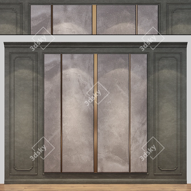 Elegant Wood Wall Panel 3D model image 1