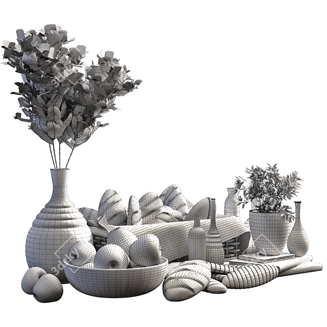 Elegant Breakfast Set Decoration 3D model image 10