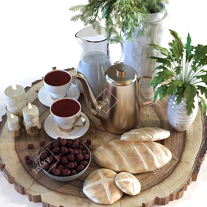 Elegant Breakfast Set Decoration 3D model image 4