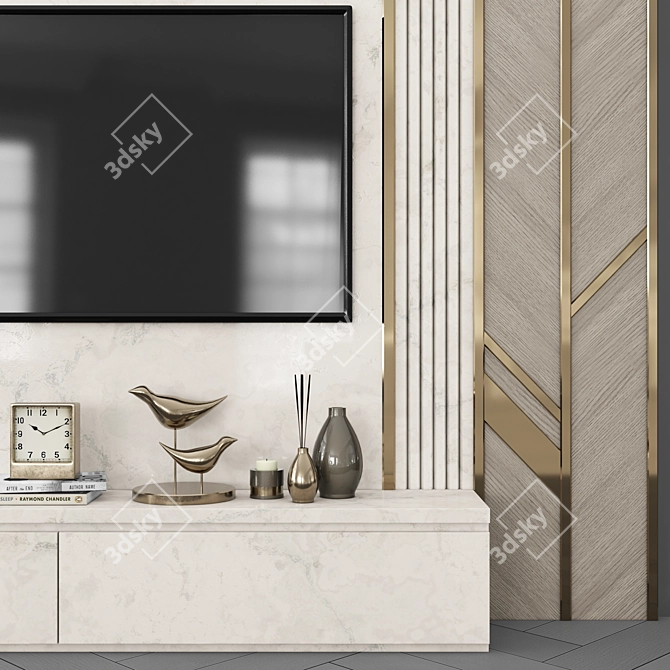 Modern TV Wall Set with 55-inch TV 3D model image 2