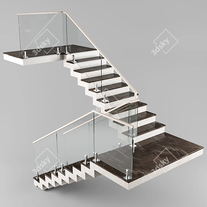 Sleek Modern Staircase for Contemporary Interiors 3D model image 3