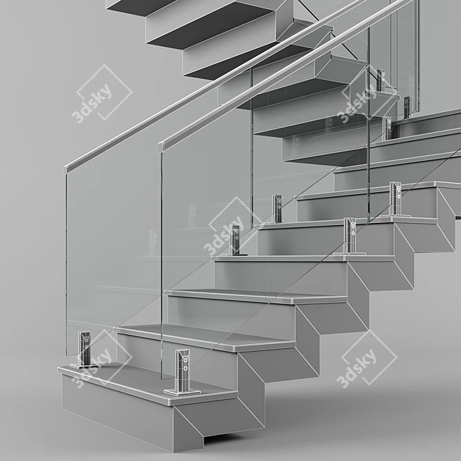 Sleek Modern Staircase for Contemporary Interiors 3D model image 7