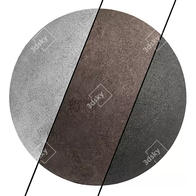 Cement Wall Materials: 3 Color PBR 3D model image 1