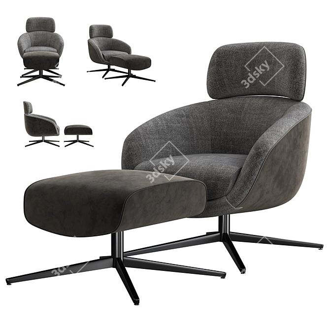 Minimalist Minotti Russell Armchair 3D model image 1