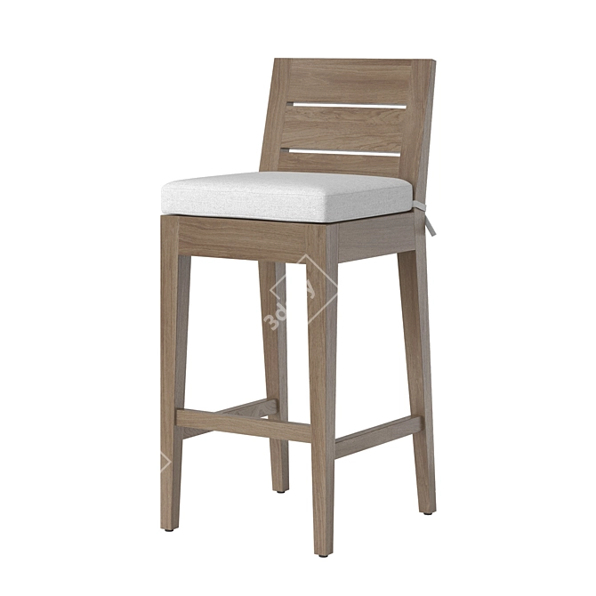 Elevate Your Space: Belvedere Teak Stool 3D model image 1