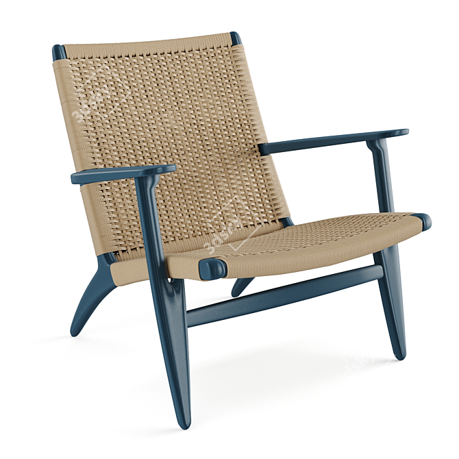 Classic Carl Hansen CH25 Rattan Lounge Chair 3D model image 1
