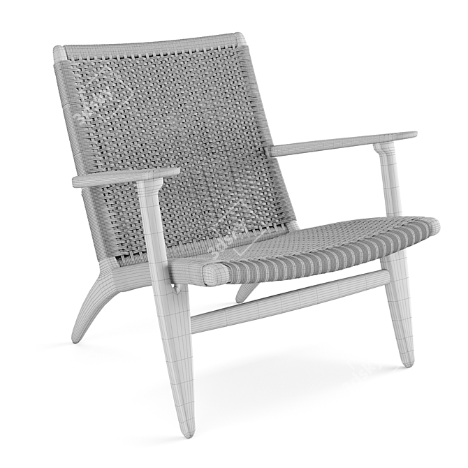 Classic Carl Hansen CH25 Rattan Lounge Chair 3D model image 2