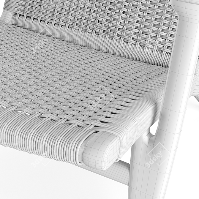 Classic Carl Hansen CH25 Rattan Lounge Chair 3D model image 4